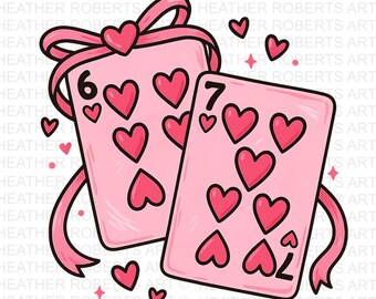 Playing Cards Valentine 6 7 PNG, Preppy 67 Six Seven Valentines Png Coquette Funny Shirt Design