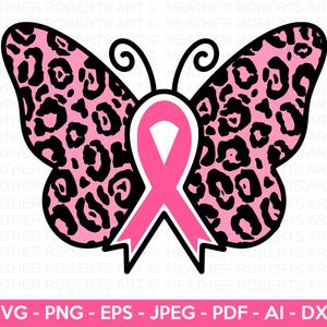 Brustkrebs Bewusstsein Schmetterling SVG, Krebs SVG, Brustkrebs SVG, Bewusstsein Band SVG, Pink Ribbon SVG, Krebs Überlebenden Design, Cut File Cricut