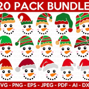 Snowman Faces SVG Bundle Snowman Svg Snowman Clipart Christmas Svg Snowman Cut File Snowman Cricut Printable Snowman PNG