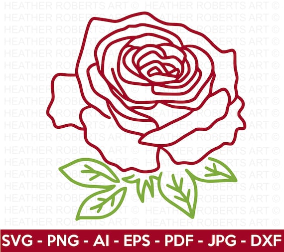 Rose Line Art SVG: Floral Decoration, Cricut Cut File (Digital Download)