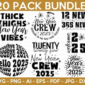 Pacchetto SVG di Felice Anno Nuovo, SVG di Capodanno, Maglietta di Capodanno, Outfit di Capodanno svg, Citazioni di Capodanno, Sublimazione di Capodanno, File di taglio Cricut