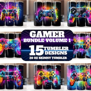 Gamer 20 Unzen Tumbler Wrap Bundle, 3D Game Controller Tumbler Wrap, Videospiel-Designs, Videospiel Sublimation, Videospiel Tumbler Wrap