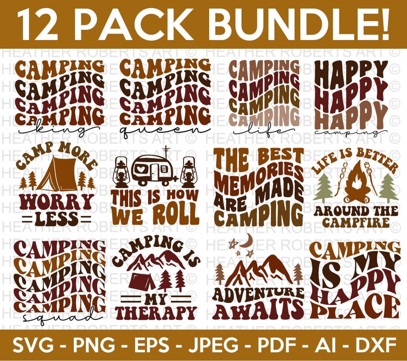 Camping SVG Bundle, Camping Life SVG, Camping King svg, Happy Camper svg, Camping Shirt svg, Hiking svg, Cut Files for Cricut, Silhouette image 1