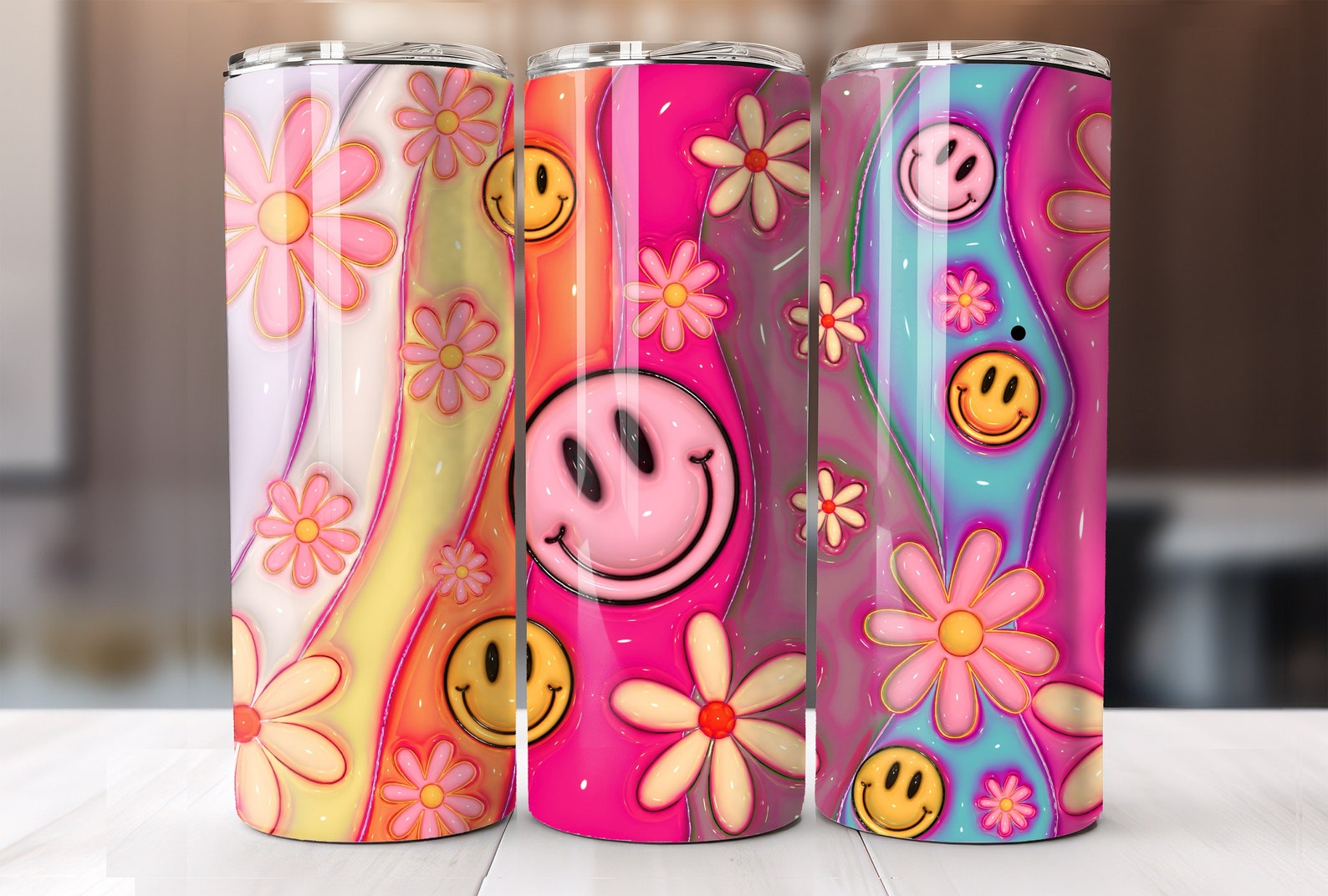 Retro Smiley Face Tumbler Wrap: 20oz Skinny Sublimation (digital ...