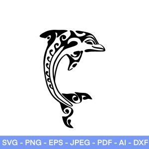 Delfin SVG, Stammes-Svg, Strand-Svg, Ozean-Svg, Speichern Die Delfine, Leben im Meer, Meerestiere, Schnittdateien für Cricut, Silhouette, Cameo, PNG, Dxf