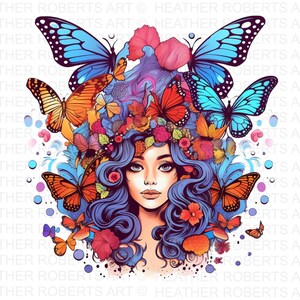 Psychedelic Butterfly Woman, Butterfly Woman PNG, Psychedelic png Decor, Psychedelic Art, Psychedelic Wall Art png, Sublimation PNG