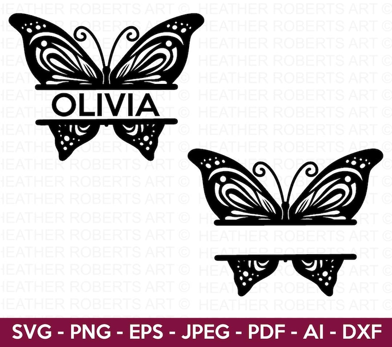 Butterfly Split Monogram SVG: Silhouette Cut File (digital Download) - Etsy