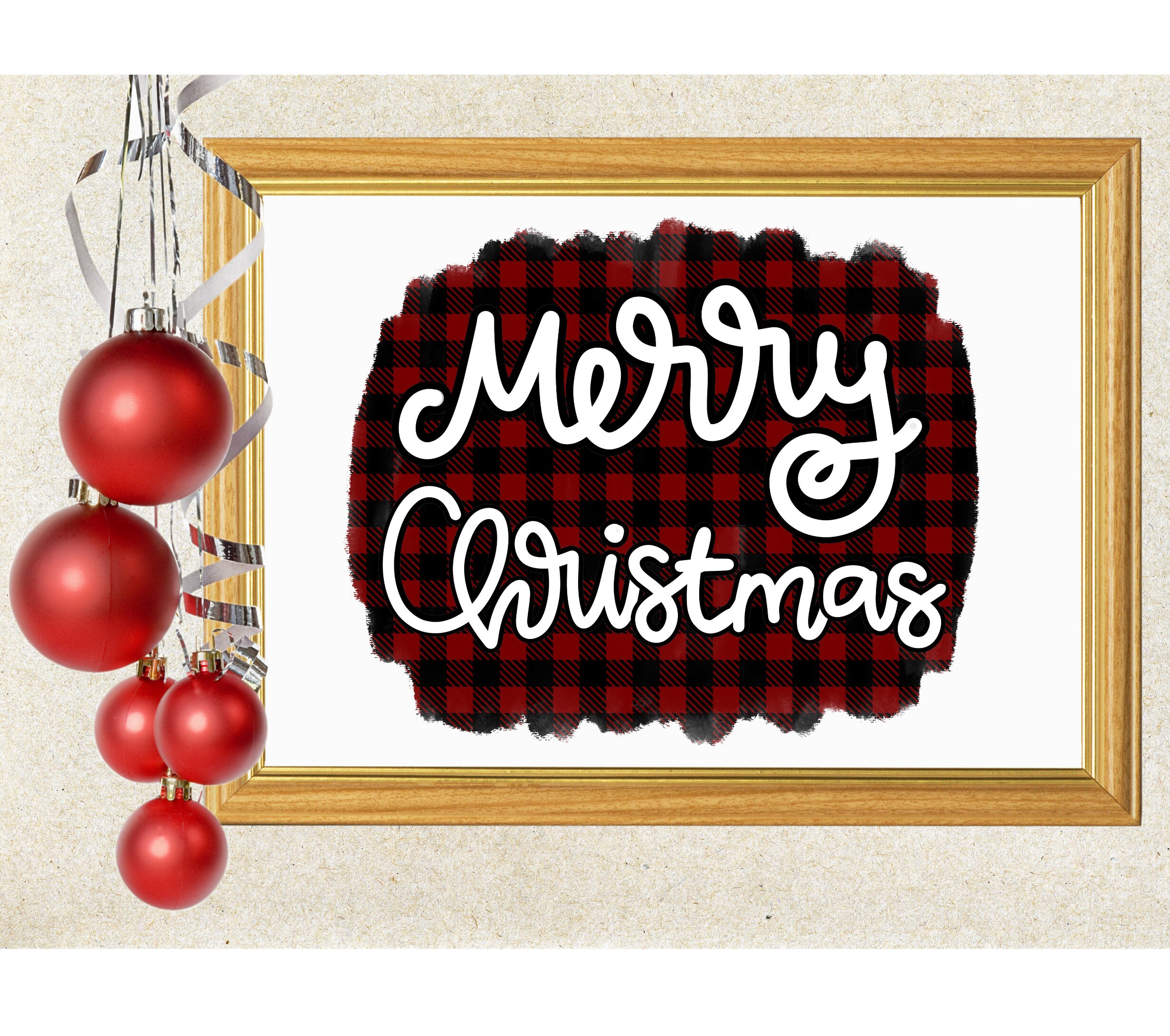 Merry Christmas Red Plaid Sublimation Design (PNG) - Etsy