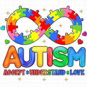 Autismus Awareness PNG: Puzzle Infinity Design (Digitaler Download)