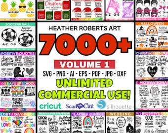7000+ Mega SVG Bundle: T-Shirt Designs, Schneidedateien (Digitaler Download)