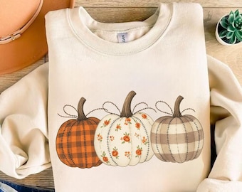 Preppy Floral Pumpkin PNG Stitched Fall Pumpkin Sublimation Quilted Pumpkin Sublimation Design T-Shirts Harvest Shirt PNG Fall Png