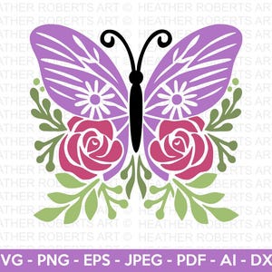 Svg papillon, papillon floral svg, clipart papillon, papillon monarque svg, svg papillon mariage, svg printemps, Silhouette Cricut png