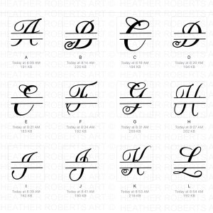 Split Monogram Alphabet SVG, DXF, PNG, Split Monogram Frame Alphabet, Fichier de coupe pour Cricut, Silhouette, 26 Fichiers de coupe individuels Svg Png Dxf image 2