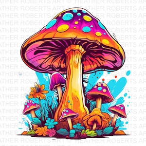 Psychedelic Magic Mushrooms, Mushrooms Png, Astronomy PNG, Psychedelic Decor png, Psychedelic Art, Psychedelic Wall Art png, Sublimation PNG