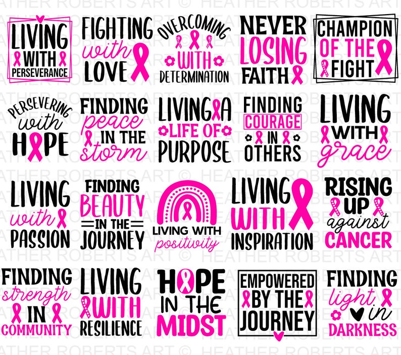 Perseverance Pink Cancer Awareness Mega SVG Bundle, Cancer SVG, Breast Cancer SVG ...