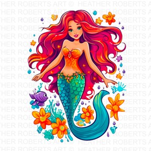 Mermaid Sublimation Clipart, Mermaid PNG, Cute Mermaid PNG, Mermaid Clipart, Sublimation, Mermaid Theme Party, Mermaid Sublimation Files