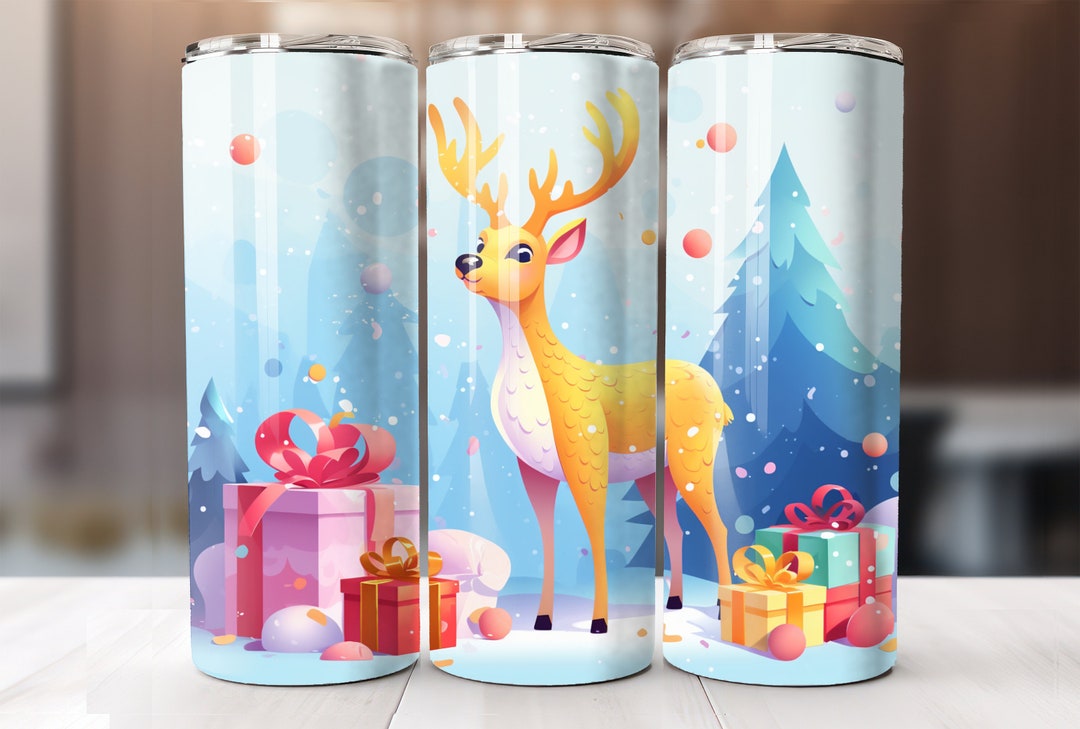Christmas Deer 20 Oz Skinny Tumbler Wrap Christmas Design - Etsy