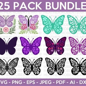 Bundle Svg papillon, svg silhouette papillon, clipart papillon, papillon monarque svg, svg papillon mariage, svg printemps, Silhouette Cricut