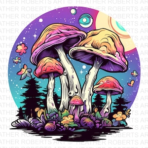 Trippy Hippie Sublimation, Trippy Hippie PNG, Digital Download,  Sublimation, Sublimate, mushrooms, camper, hiking, retro