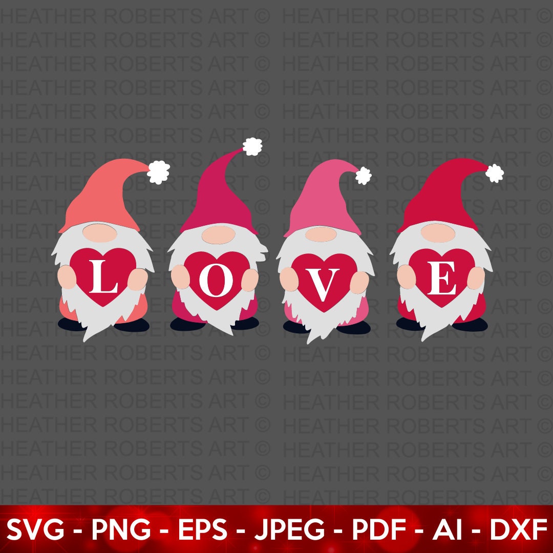 Love Gnomes SVG, Valentine's Day Shirts Svg, Love Svg, Cute Valentines ...