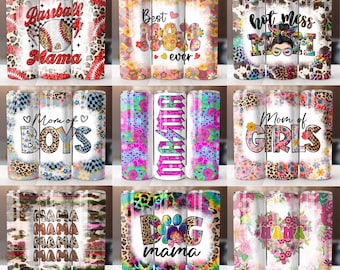 Mama Tumbler Wrap Bundle: 20oz Skinny Tumbler Sublimation Designs (PNG, Digital Download)