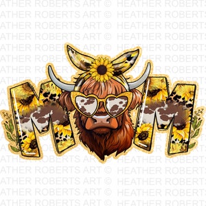 Mama PNG, Highland Kuh PNG, Mama PNG, Muttertag PNG, Sonnenblume PNG, Leopard, Western Mama PNG, Sublimationsdesign, digitales Design Download