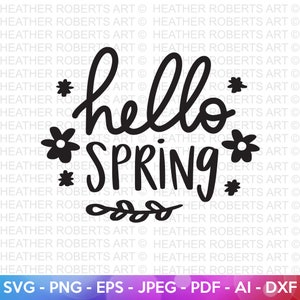 Hello Spring Svg, Welcome Spring Svg, Easter Svg, Leaf svg, Spring Quotes, Spring Flowers, Cut File Cricut, Hand-Lettered Quotes, Silhouette