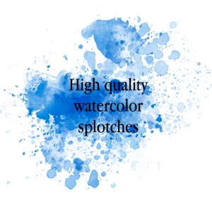 Blue Watercolor Splashes Clipart: Hand Painted PNG Graphics (Instant Download) image 4