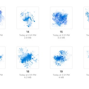 Blue Watercolor Splashes Clipart: Hand Painted PNG Graphics (Instant Download) image 3