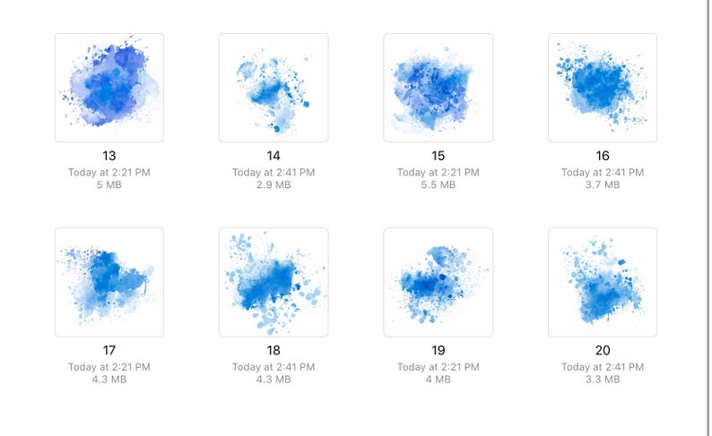 Blue Watercolor Splashes Clipart: Hand Painted PNG Graphics (Instant Download) image 3
