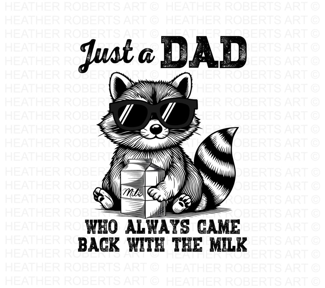 Retro Dad Raccoon With Milk PNG: Funny Father's Day Design (digital ...