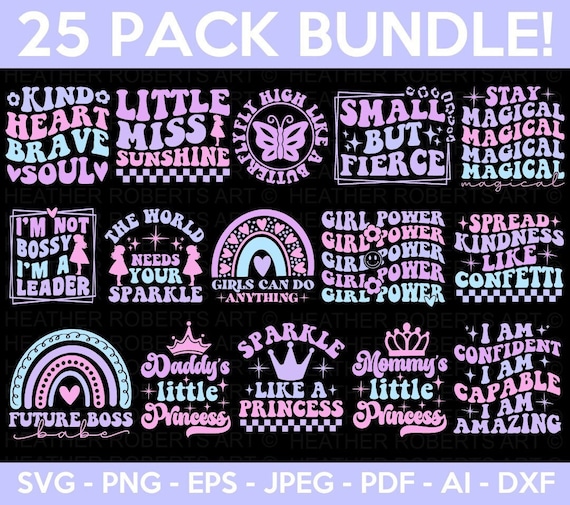 Retro Little Girl Svg Bundle, LIttle Girl Svg, Retro Designs, Little Girl Quotes, Little Girl Sayings, Cut Files for Cricut, Silhouette
