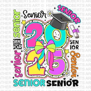 Senior 2025 PNG, Retro Abschluss PNG, Sublimationsdesign, Klasse von 2025 PNG, graduierte PNG, High School Senior Shirt Design, Png Download