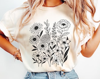 Retro Wildflower Bouquet PNG, Floral PNG, Flowers PNG, Boho Flower png, Vintage Floral png, Trendy Coquette png, Whimsical png, Spring png