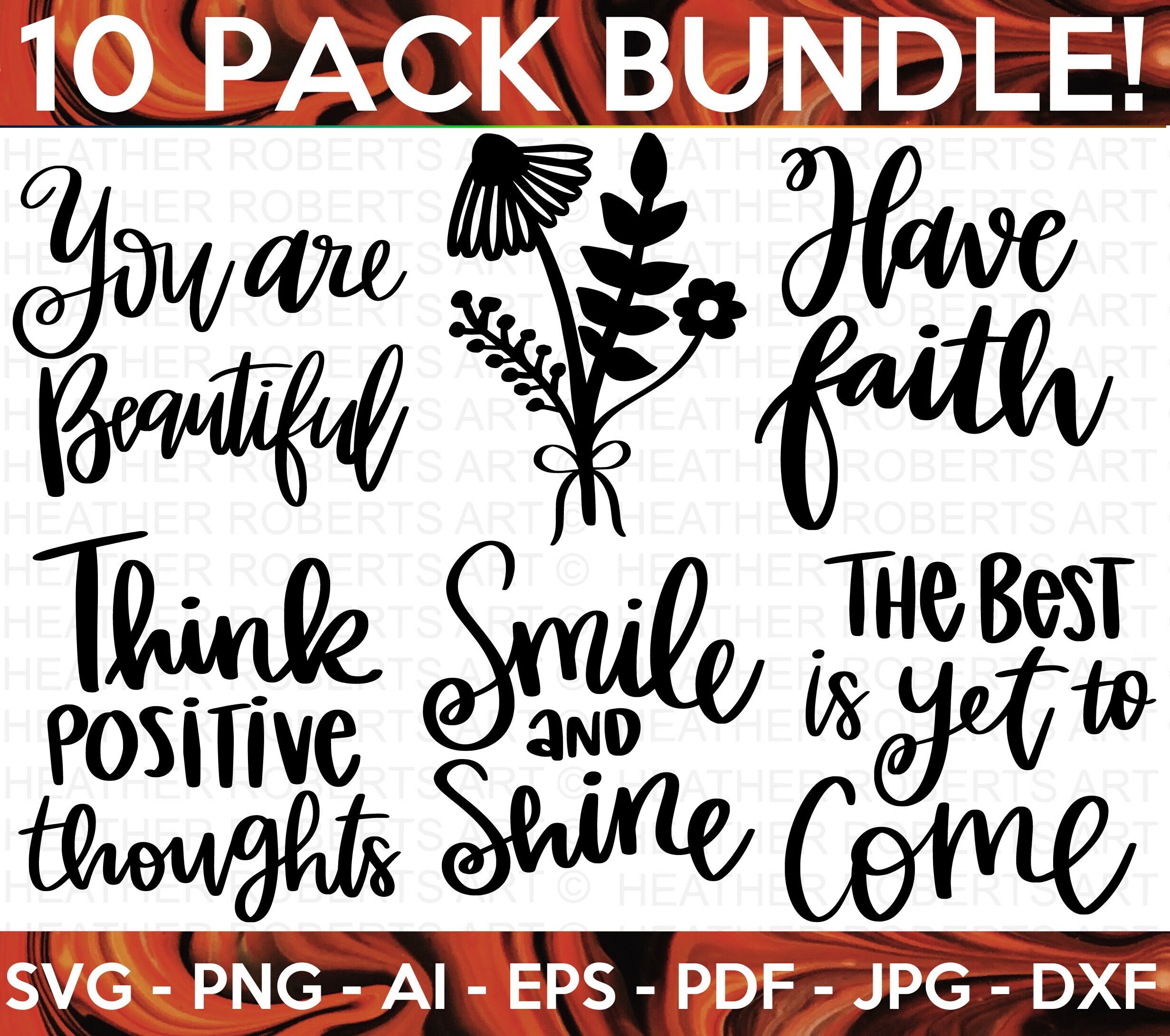 Positive Quotes SVG Bundle Hand