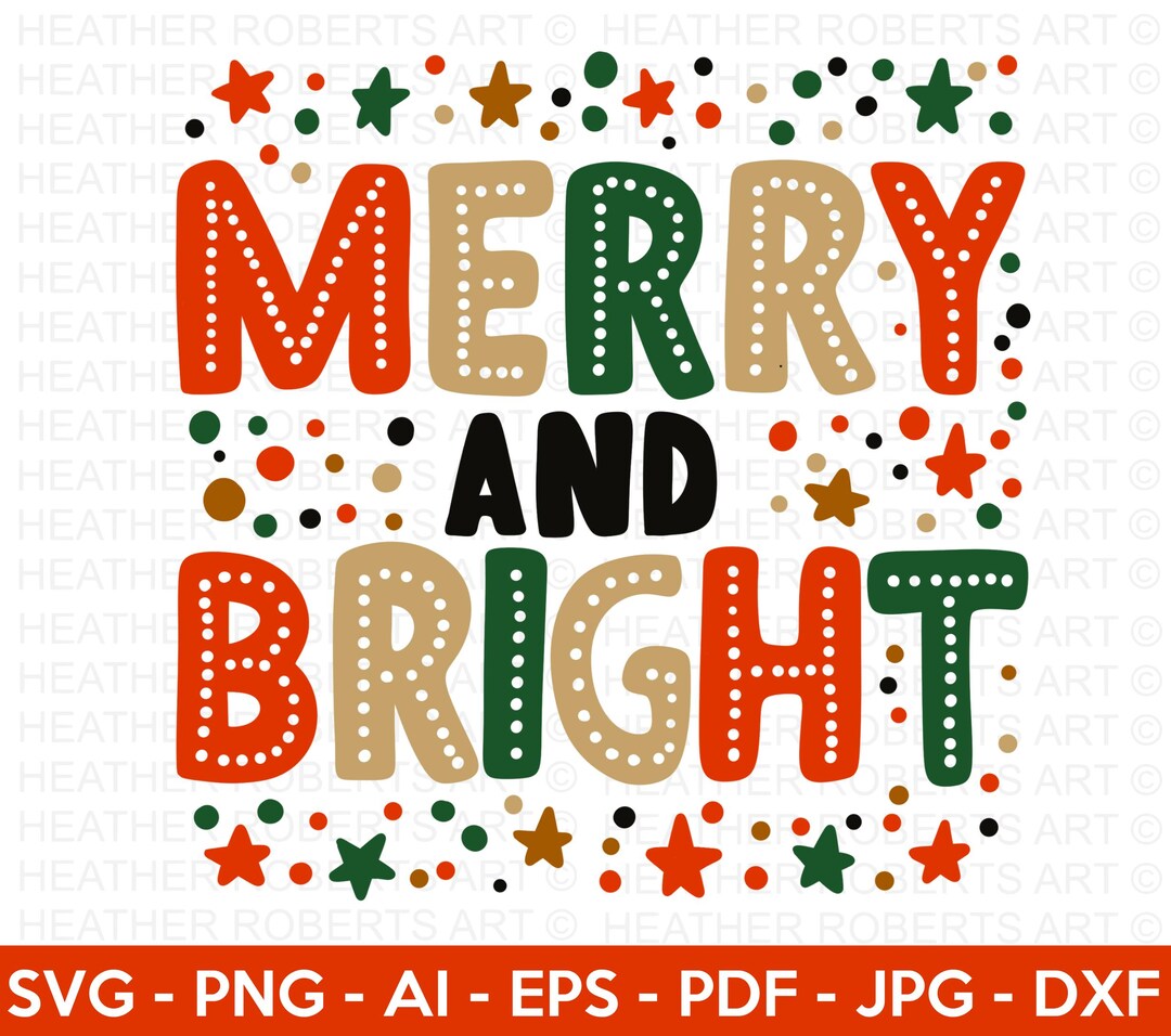 Merry and Bright Christmas SVG: Cricut Cut File (digital Download) - Etsy