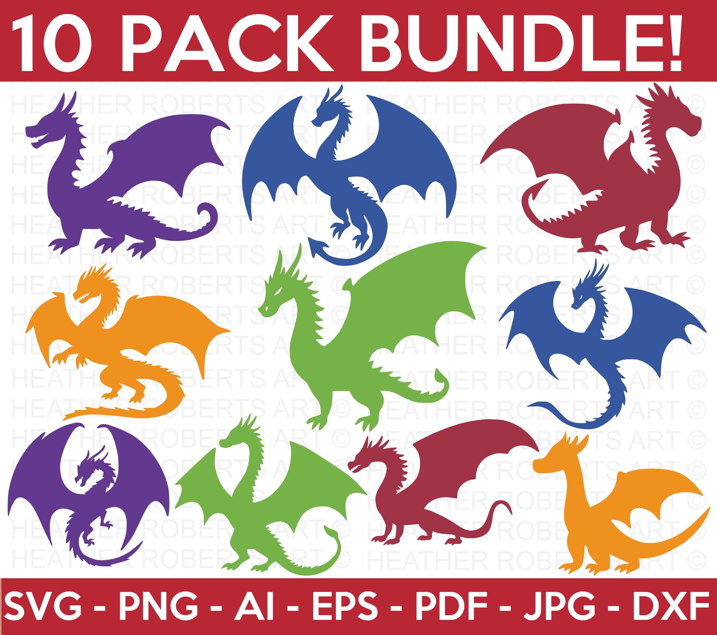 Dragon SVG Bundle, Dragon Clipart for Cricut & Cut File, Dragon ...