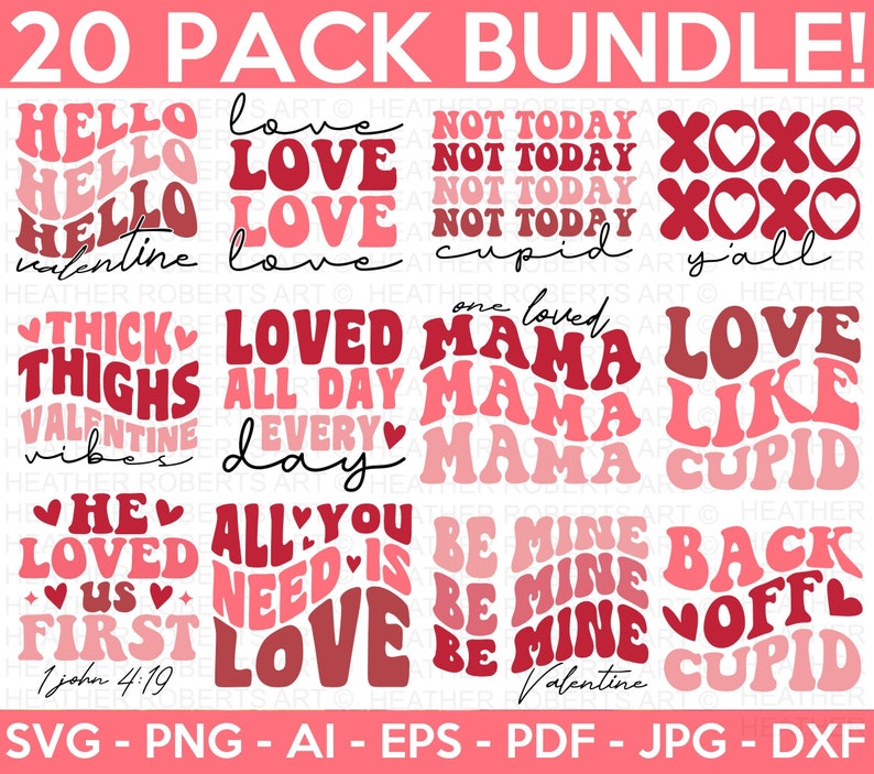 Retro Valentines SVG Bundle, Retro Valentine Designs svg, Valentine Shirts svg, Cute Valentines svg, Heart Shirt svg, Love, Cut File Cricut image 1