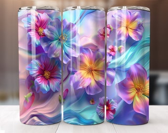 Envoltura floral para vasos: Diseño de sublimación de flores de primavera (descarga digital)