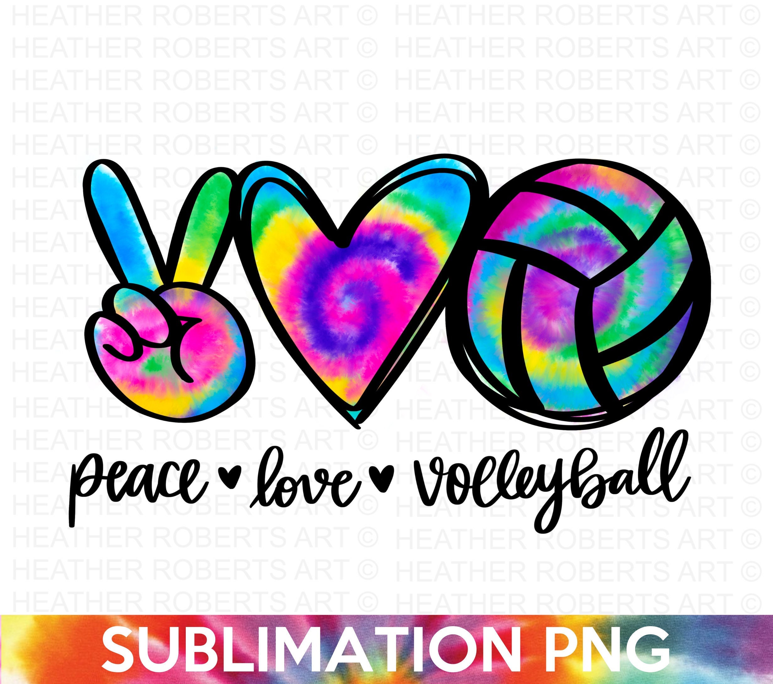 Peace Love Volleyball Tie Dye Sublimation Volleyball PNG Etsy