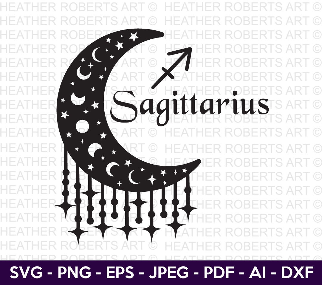 Sagittarius SVG, Sagittarius Zodiac Moon Svg, Zodiac Signs SVG