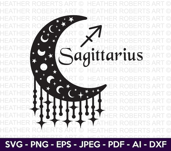 Sagittarius SVG, Sagittarius Zodiac Moon Svg, Zodiac Signs SVG 