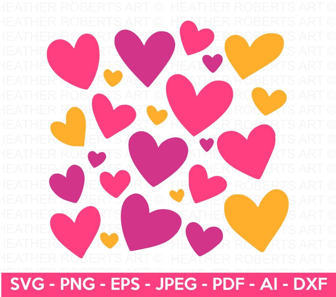 Hearts Svg, Valentines Day PNG, Love SVG Cut File, Mothers Day DXF Cut ...