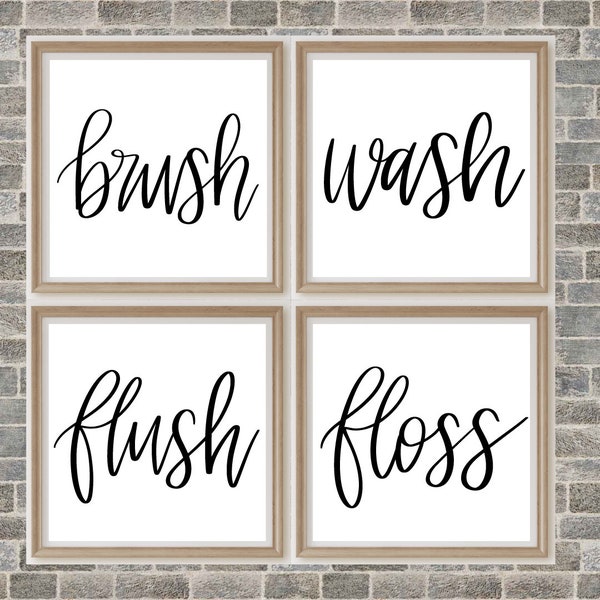 Bathroom Signs Mini SVG Bundle, Bathroom Signs SVG, Brush Wash Flush Floss Signs, Bathroom svg, Southern, Farmhouse, Rustic, Cricut Cut File