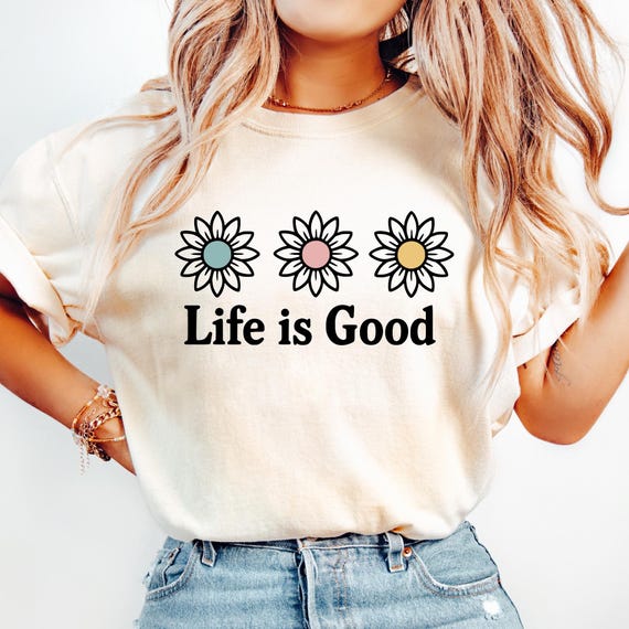 Life is Good PNG, Preppy Daisy Digital Design Cute Positivity, Inspirational Png, Summer Tshirt Design, Trendy Digital, Flower Digital File