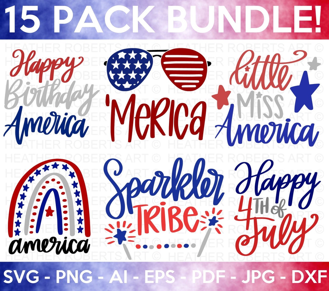 4th of July SVG Bundle: Patriotic America, USA Flag (cut Files)