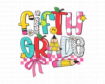 Retro Fifth Grade PNG: Back to School Sublimation (Digital Download)