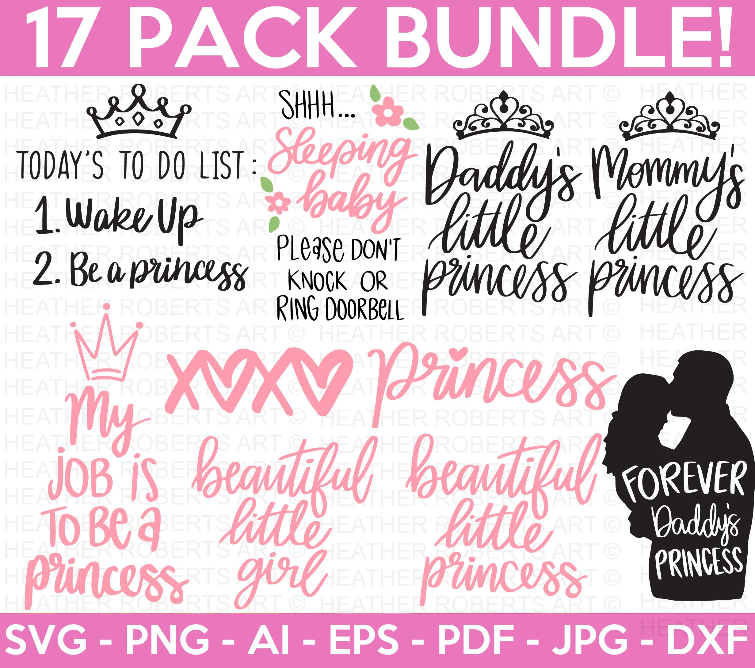 Little Girl SVG Bundle, Princess Svg, Princess Quotes svg, Princess Shirt svg, Princess Designs, Hand-lettered quotes, Cut File for Cricut