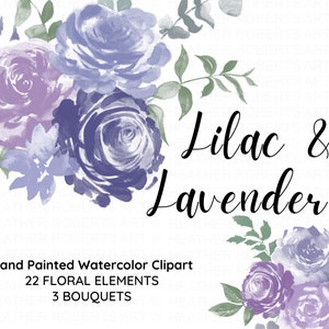 Imágenes prediseñadas de flores de acuarela de lavanda lila, imágenes prediseñadas florales de color púrpura claro, imágenes prediseñadas de boda de primavera y verano, gráficos de despedida de soltera pintados a mano PNG