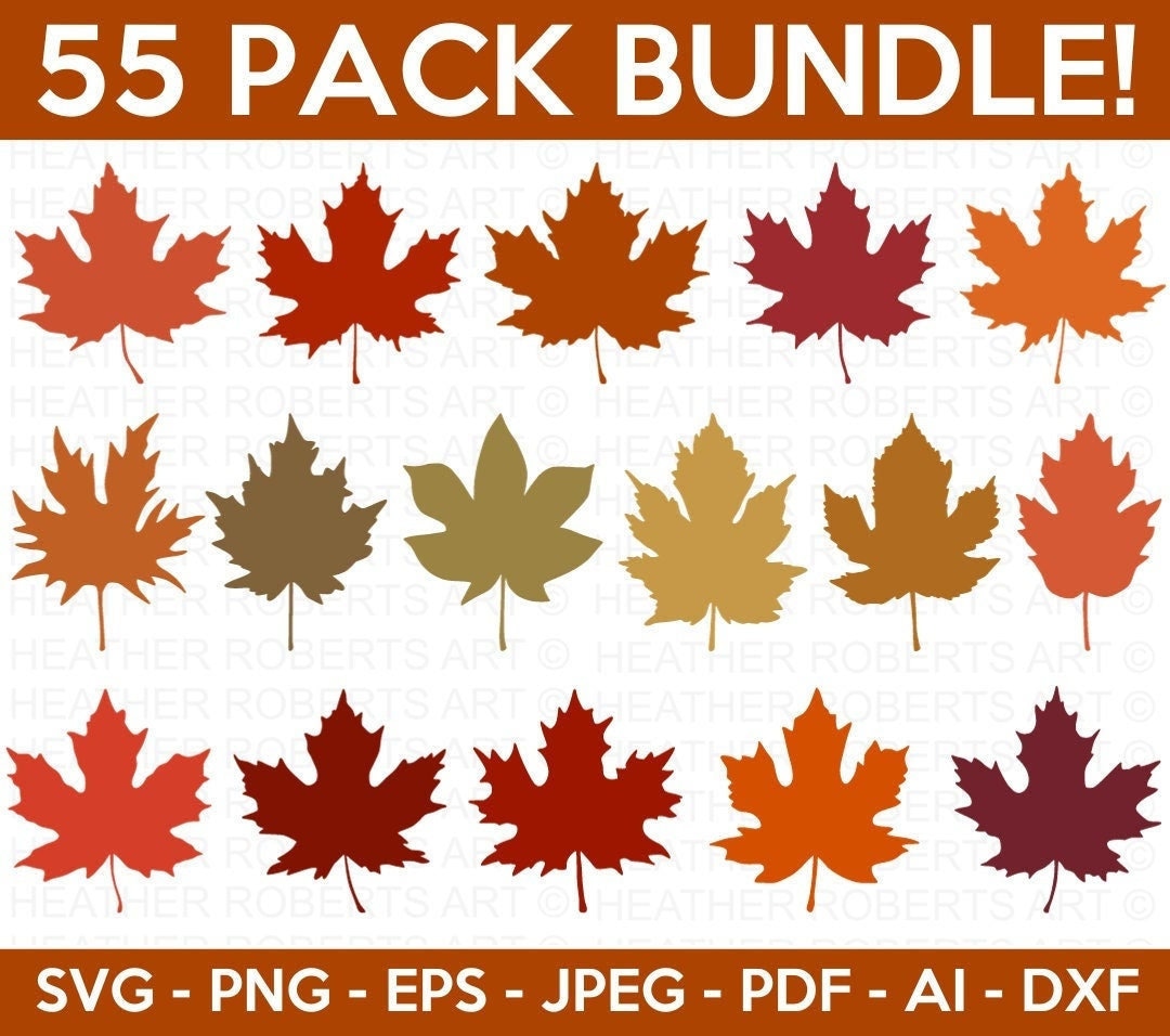 Fall Leaves SVG Bundle, Fall Cliparts SVG Bundle, Maple Leaf Svg ...